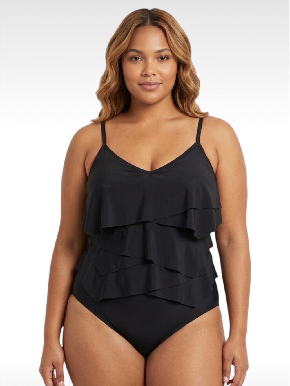 Beyond Control Solid Citizen Tiered Tummy Control One Piece Swimsuit Black 16